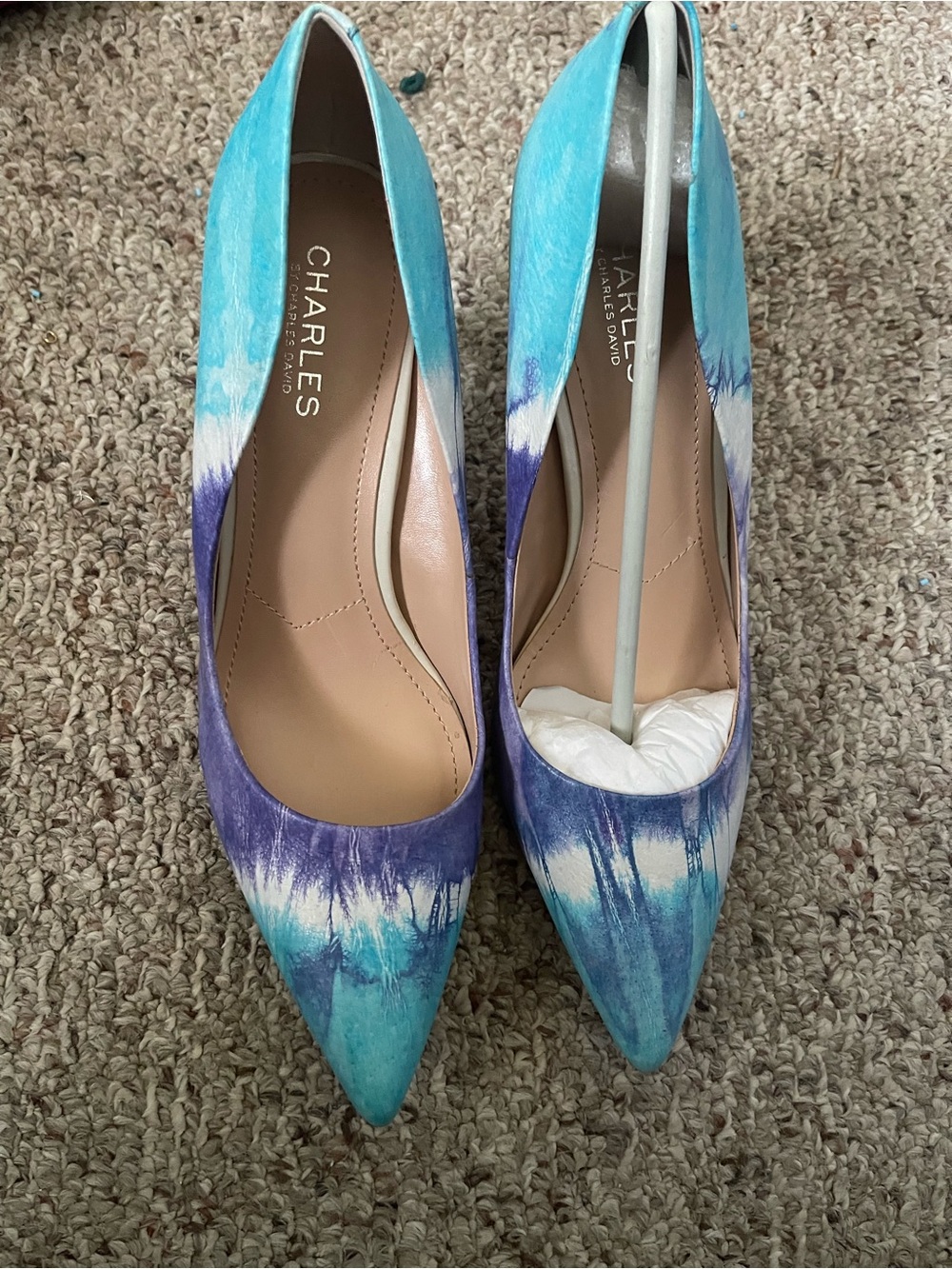 New no box Charles by Charles David Turquoise & Purple Tie-Dye Pointed Toe Pumps